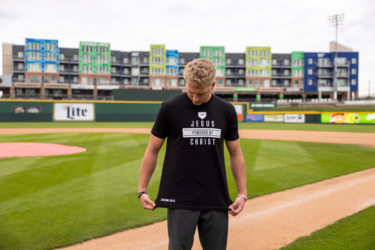 Black Powered by Jesus Christ T-shirt