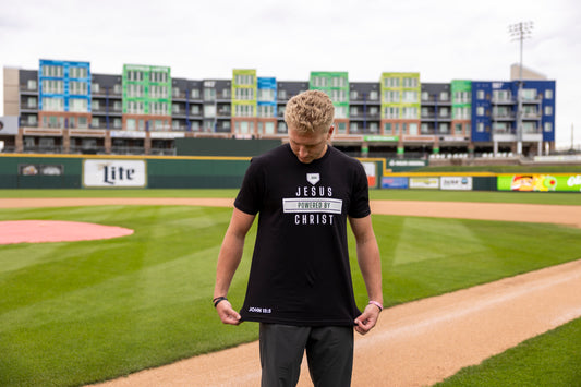 Black Powered by Jesus Christ T-shirt